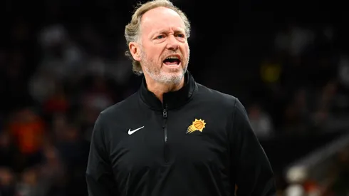 Phoenix Suns head coach Mike Budenholzer looks on during the first half of a Emirates NBA Cup game against the Utah Jazz at Delta Center on November 12, 2024 in Salt Lake City, Utah.