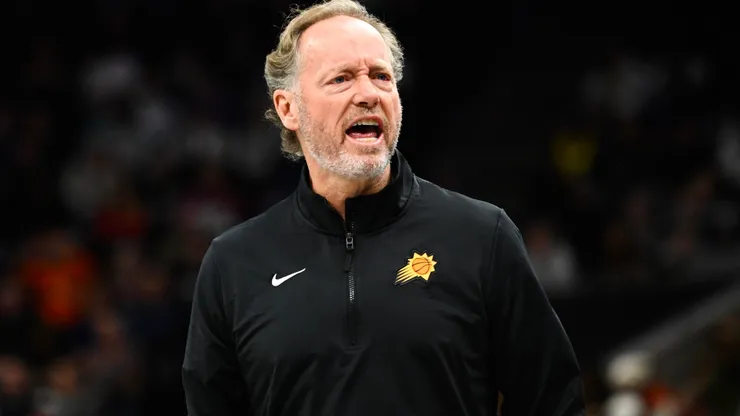 Phoenix Suns head coach Mike Budenholzer looks on during the first half of a Emirates NBA Cup game against the Utah Jazz at Delta Center on November 12, 2024 in Salt Lake City, Utah.