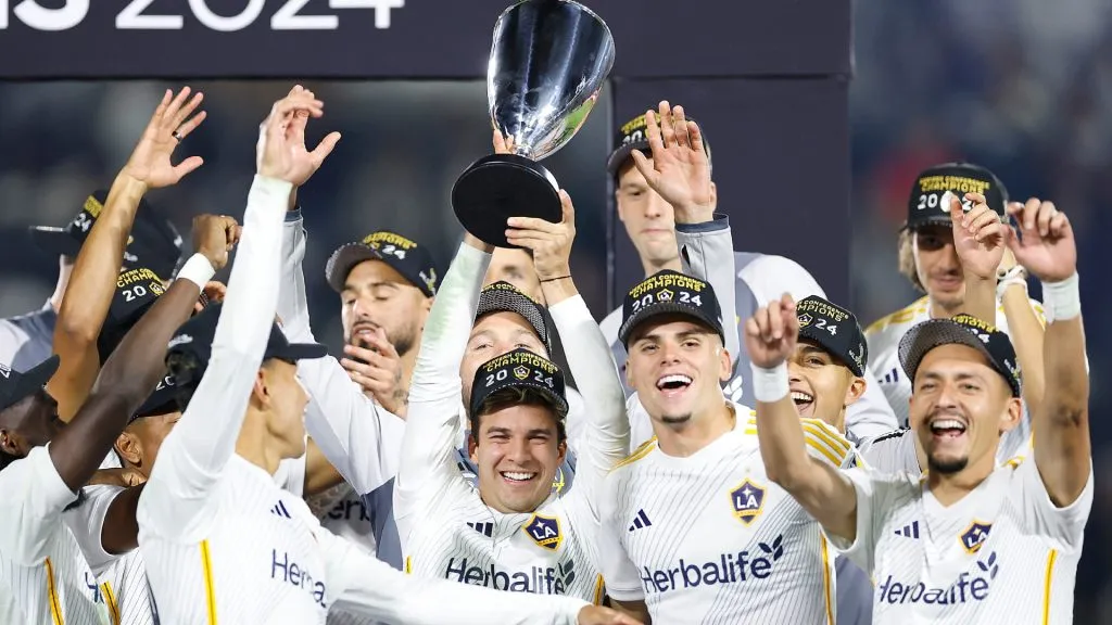 Riqui Puig #10 of Los Angeles Galaxy celebrates after defeating the Seattle Sounders 1-0 in the Western Conference Final match on November 30, 2024. (Source: Ronald Martinez/Getty Images)