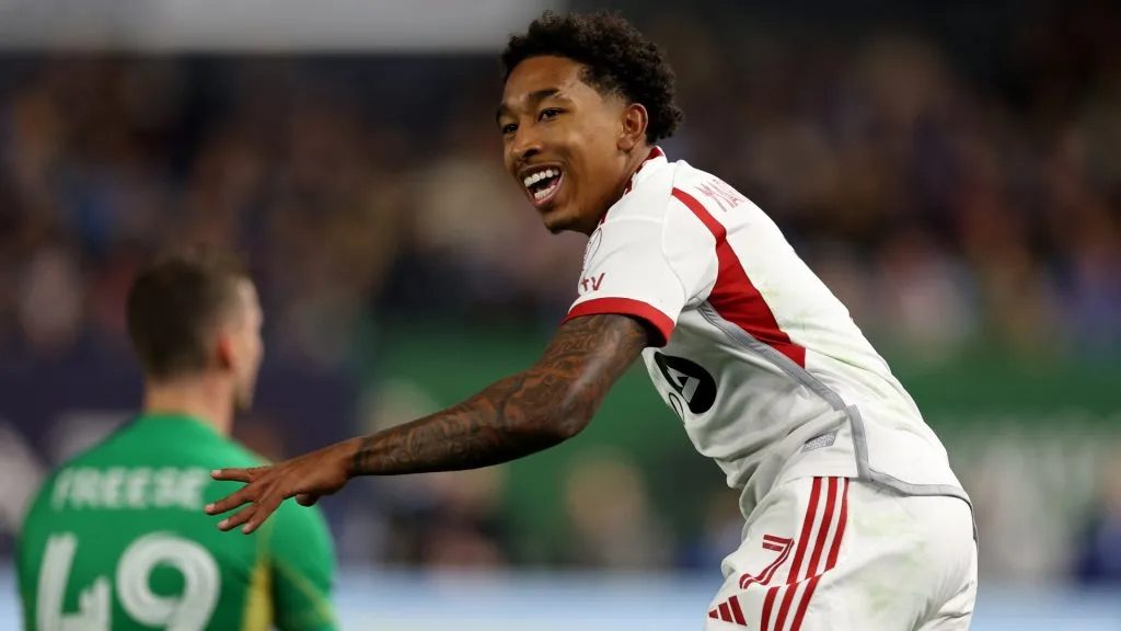 Jahkeele Marshall-Rutty #7 of Toronto FC celebrates his goal during the first half against the New York City FC at Yankee Stadium on March 16, 2024. (Source: Elsa/Getty Images)