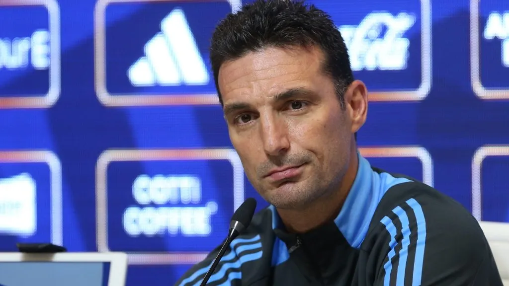 Lionel Scaloni, coach of Argentina, attends a press conference at Lionel Messi training camp on October 14, 2024. (Source: Daniel Jayo/Getty Images)