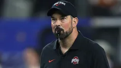 Head coach Ryan Day of the Ohio State Buckeyes looks on before the Goodyear Cotton Bowl against the Texas Longhorns at AT&T Stadium on January 10, 2025 in Arlington, Texas.