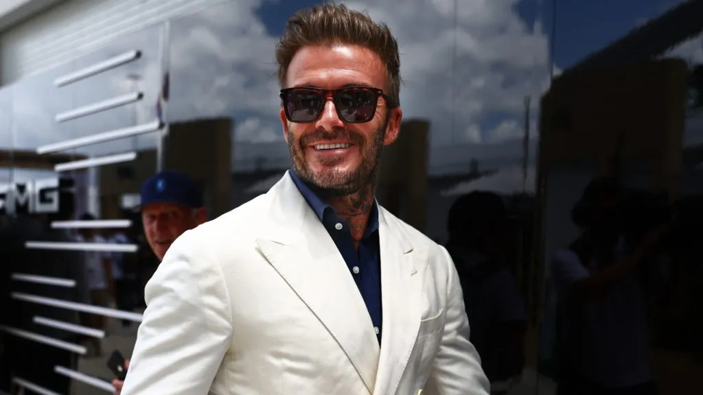 David Beckham smiles in the Paddock prior to the F1 Grand Prix of Miami at the Miami International Autodrome on May 08, 2022. (Source: Mark Thompson/Getty Images)