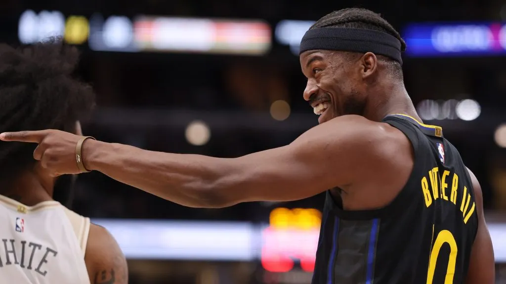 Jimmy Butler wearing the Golden State Warriors’ #10 jersey.