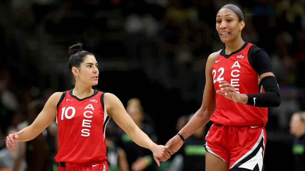 Kelsey Plum and Aāja Wilson (Steph Chambers/Getty Images)