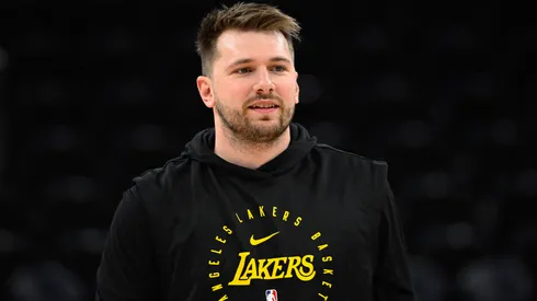 : Luka Doncic #77 of the Los Angeles Lakers warms up before the first half of a game against the Utah Jazz at Delta Center on February 12, 2025 in Salt Lake City, Utah.