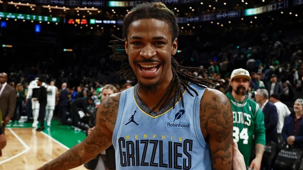 Ja Morant #12 of the Memphis Grizzlies smiles as he leaves the court after their win over the Boston Celtics at TD Garden on December 7, 2024. (Source: Winslow Townson/Getty Images)