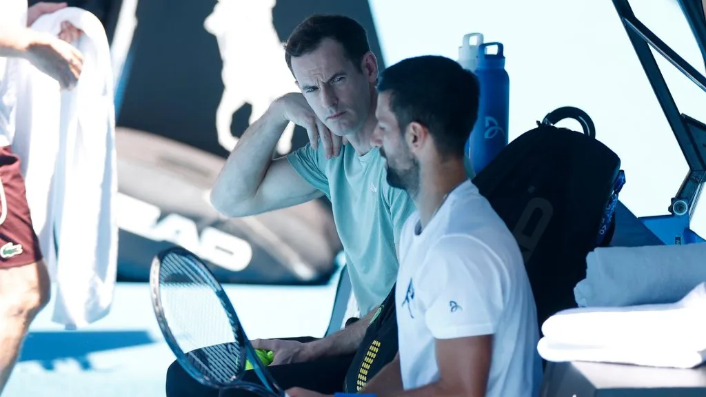 Andy Murray and Novak Djokovic during the Australian Open 2025 (&nbsp;Daniel Pockett/Getty Images)