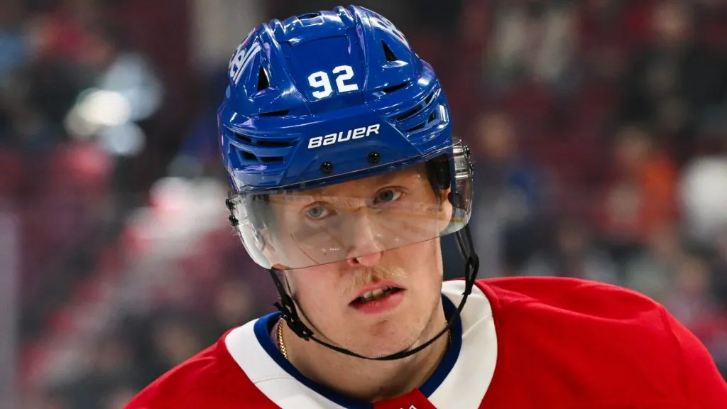 Patrik Laine #92 of the Montreal Canadiens skates during warmups prior to the game against the Toronto Maple Leafs at the Bell Centre on January 18, 2025 in Montreal, Quebec, Canada. The Toronto Maple Leafs defeated the Montreal Canadiens 7-3.