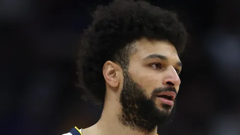 Jamal Murray #27 of the Denver Nuggets plays the Portland Trail Blazers in the first quarter