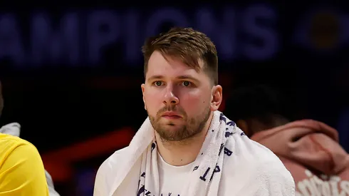 Luka Doncic #77 of the Los Angeles Lakers looks on during the fourth quarter of a game against the Utah Jazz