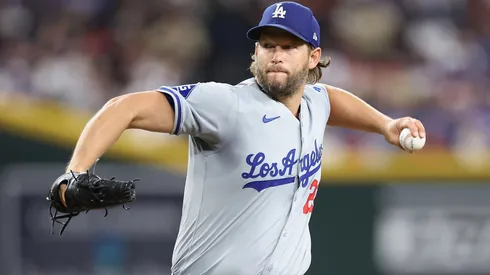 Starting pitcher Clayton Kershaw #22 of the Los Angeles Dodgers pitches against the Arizona Diamondbacks during the second inning of the MLB game at Chase Field on August 30, 2024 in Phoenix, Arizona.
