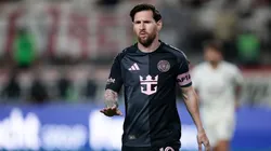 Lionel Messi of Inter Miami reacts during a Club Friendly match between Universitario and Inter Miami.