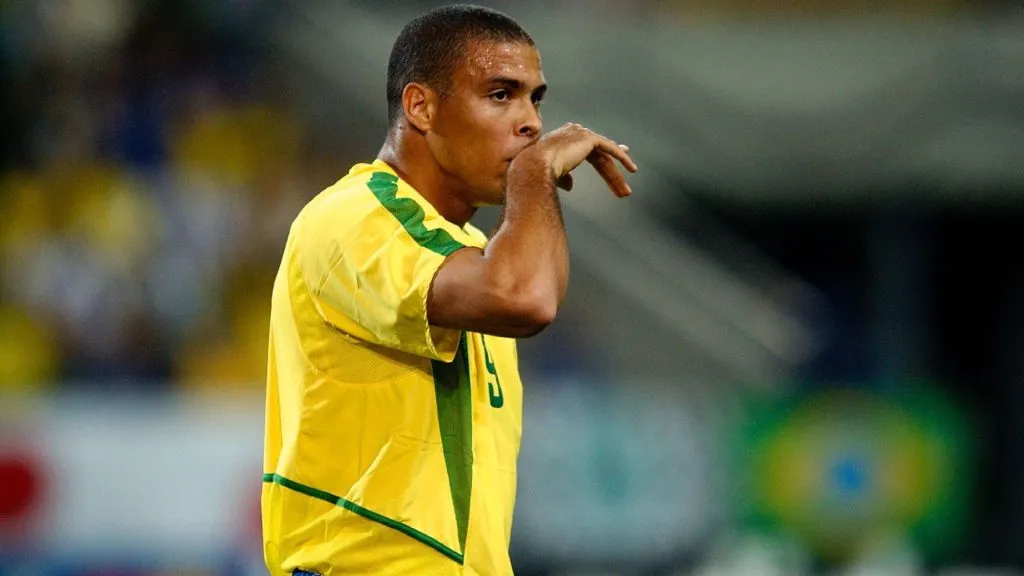 Ronaldo during a game between Brazil and Belgium in the 2002 FIFA World Cup.