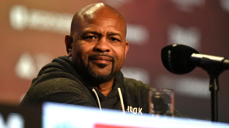 Roy Jones Jr. trainer of Chris Eubank Jr. speaks to the media during a press conference.