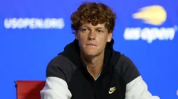 Jannik Sinner of Italy speaks to the media during a press conference ahead of the 2024 US Open.