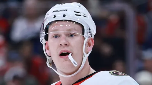 Brady Tkachuk of the Ottawa Senators looks on against the Florida Panthers during the first period at Amerant Bank Arena on February 08, 2025 in Sunrise, Florida.
