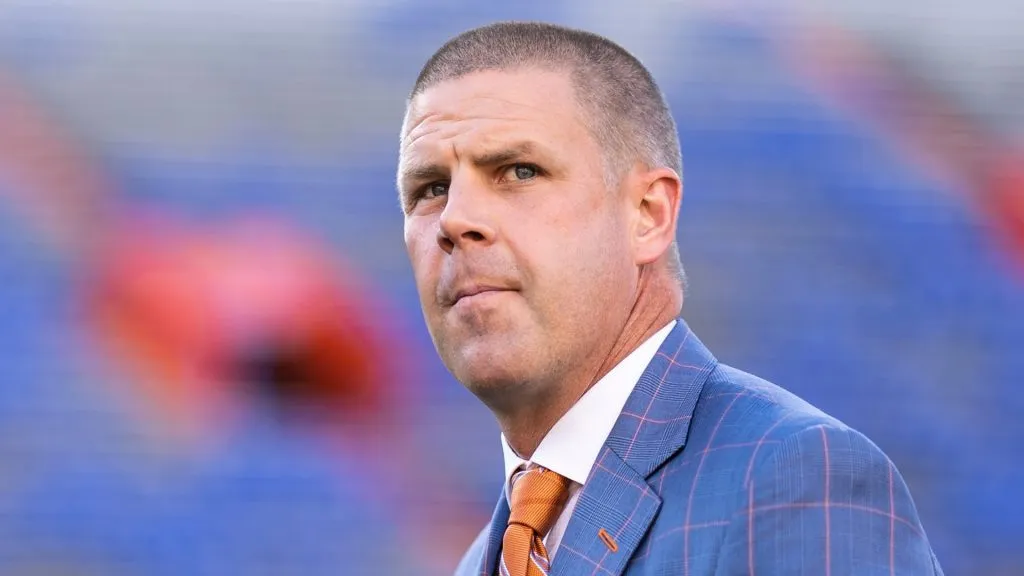 Head coach Billy Napier of the Florida Gators arrives before the start of a game against the McNeese State Cowboys at Ben Hill Griffin Stadium on September 09, 2023 in Gainesville, Florida.