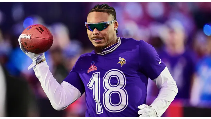 Justin Jefferson #18 of the Minnesota Vikings competes during the 2025 NFL Pro Bowl Games at Nicholson Fieldhouse on the UCF Campus on January 30, 2025 in Orlando, Florida.