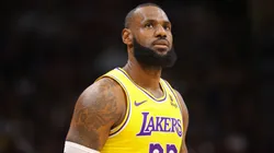 LeBron James of the Los Angeles Lakers during a game against the Denver Nuggets in 2023.