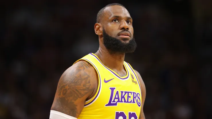 LeBron James of the Los Angeles Lakers during a game against the Denver Nuggets in 2023.