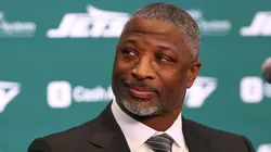 New York Jets head coach Aaron Glenn is introduced to the media at Atlantic Health Jets Training Center on January 27, 2025.