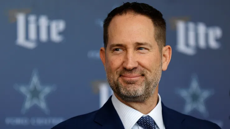 Brian Schottenheimer is introduced as the new head coach of the Dallas Cowboys at The Star in Frisco on January 27, 2025.