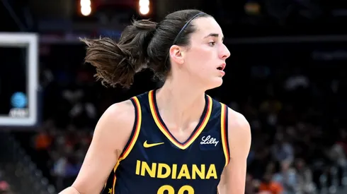 Indiana Fever star Caitlin Clark handles the ball against the Washington Mystics