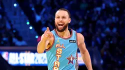 Stephen Curry #30 of the Golden State Warriors and Shaq's OGs celebrates a play during the 74th NBA All-Star Game