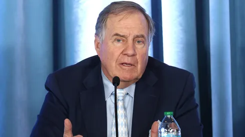 Head Coach Bill Belichick of the North Carolina Tar Heels speaks to the media during a press conference on December 12, 2024 in Chapel Hill, North Carolina.