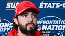 Drew Doughty #89 of Canada takes questions during media day ahead of the 2025 NHL 4 Nations Face-Off at the Bell Centre on February 11, 2025 in Montreal, Quebec, Canada.