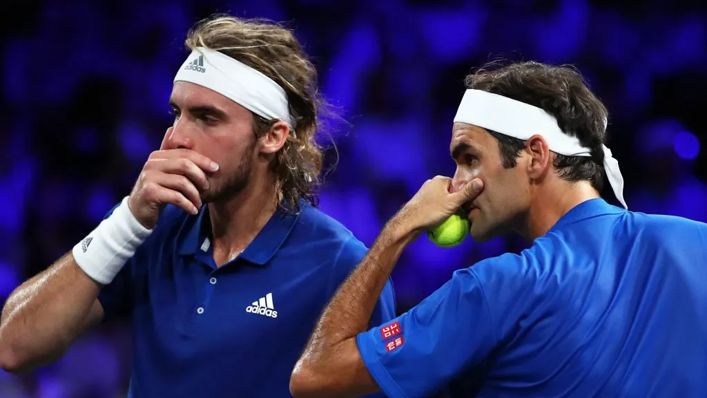 Tsitsipas and Federer were doubles partners during the 2019 Laver Cup (Clive Brunskill/Getty Images for Laver Cup )