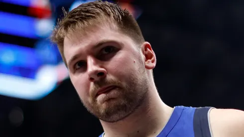 Luka Doncic #77 of the Dallas Mavericks leaves the court against the Minnesota Timberwolves in the first half at American Airlines Center on December 25, 2024 in Dallas, Texas.