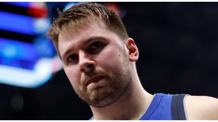 Luka Doncic #77 of the Dallas Mavericks leaves the court against the Minnesota Timberwolves in the first half at American Airlines Center on December 25, 2024 in Dallas, Texas.