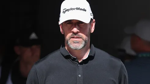 NFL quarterback Aaron Rodgers walks up the 16th hole during the practice round prior to the WM Phoenix Open 2025 at TPC Scottsdale on February 05, 2025 in Scottsdale, Arizona.