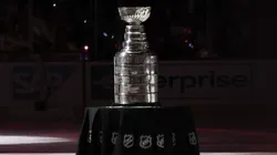 The Stanley Cup sits on the ice prior to Game One of the 2024 Stanley Cup Final between the Florida Panthers and the Edmonton Oilers at Amerant Bank Arena on June 08, 2024.