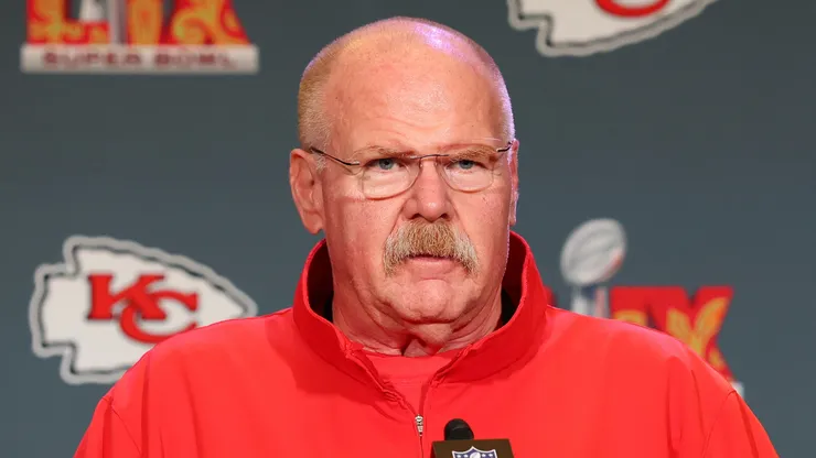 Andy Reid of the Kansas City Chiefs talks during media availability prior to Super Bowl LIX at the New Orleans Marriott on February 06, 2025 in New Orleans, Louisiana.