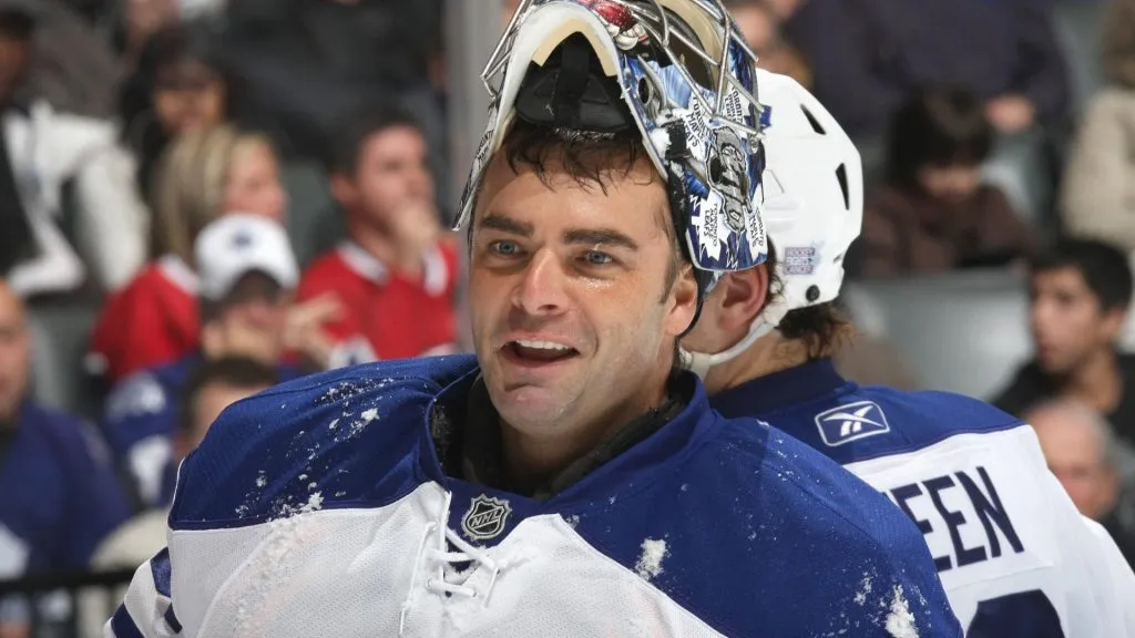 Goalie Curtis Joseph #31 of the Toronto Maple Leafs looks on during the game against the Montreal Canadiens at the Air Canada Centre October 11, 2008. (Source: Dave Sandford/Getty Images)