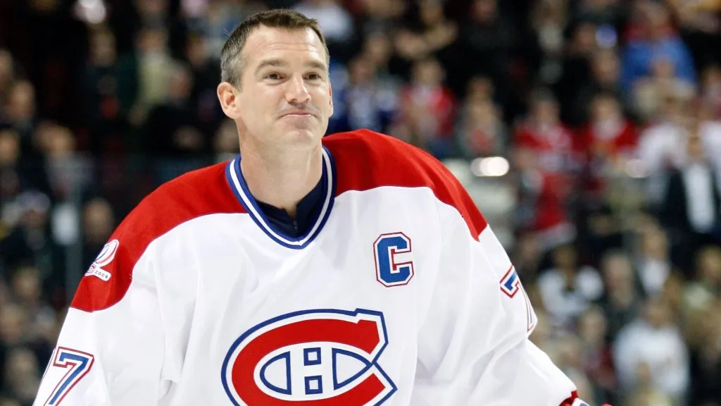 Former Montreal Canadien Pierre Turgeon skates during the Centennial Celebration ceremonies prior to the NHL game between the Canadiens and Boston Bruins in 2009. (Source: Richard Wolowicz/Getty Images)