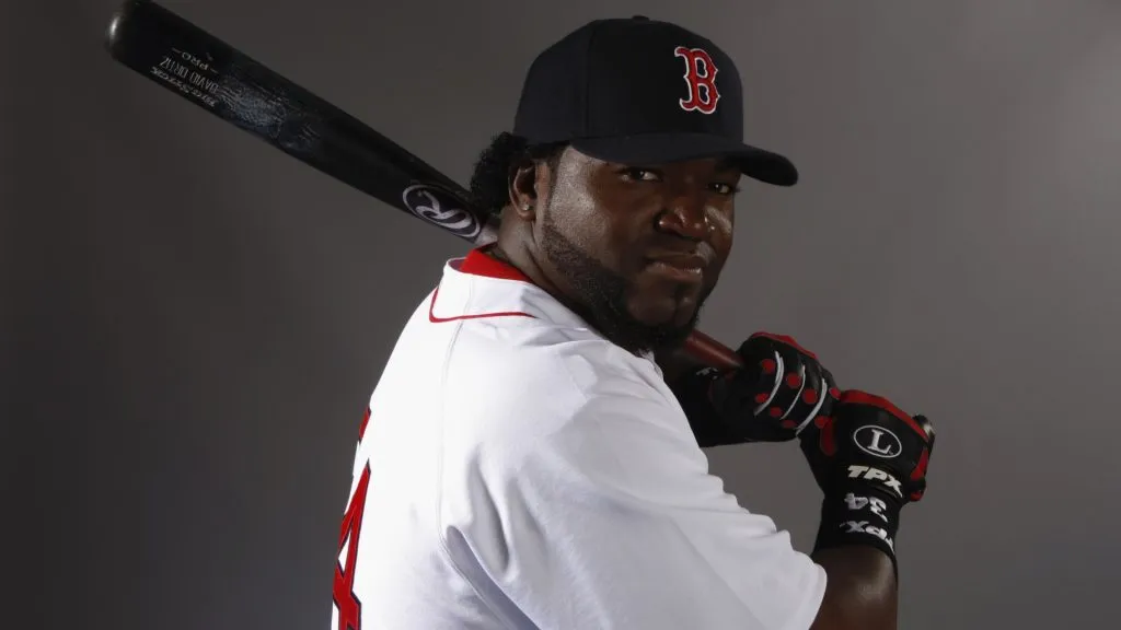 David Ortiz of the Boston Red Sox poses during photo day at the Red Sox spring training complex on February 24, 2008. (Source: Nick Laham/Getty Images)