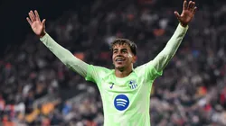 Lamine Yamal of FC Barcelona celebrates scoring his team's fifth goal during the Copa del Rey