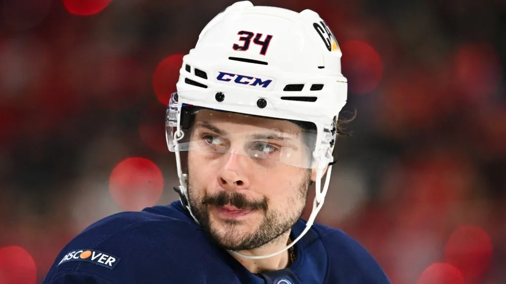 Auston Matthews #34 of Team USA skates during the third period against Team Canada in the 2025 NHL 4 Nations Face-Off at the Bell Centre on February 15, 2025 in Montreal, Quebec, Canada. Team USA defeated Team Canada 3-1.