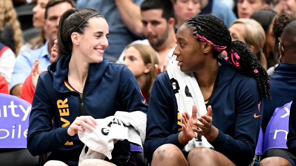 Aliyah Boston and Caitlin Clark (Greg Fiume/Getty Images)