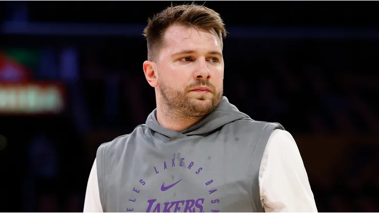 Luka Doncic #77 of the Los Angeles Lakers warms up prior to a game against the Utah Jazz at Crypto.com Arena on February 10, 2025 in Los Angeles, California.