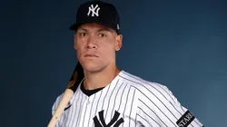 Aaron Judge #99 of the New York Yankees poses for a portrait during the New York Yankees Photo Day at George M. Steinbrenner Field on February 18, 2025 in Tampa, Florida.