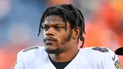 Lamar Jackson #8 of the Baltimore Ravens walks off the field after a 23-7 win over the Denver Broncos at Empower Field at Mile High on October 3, 2021 in Denver, Colorado.
