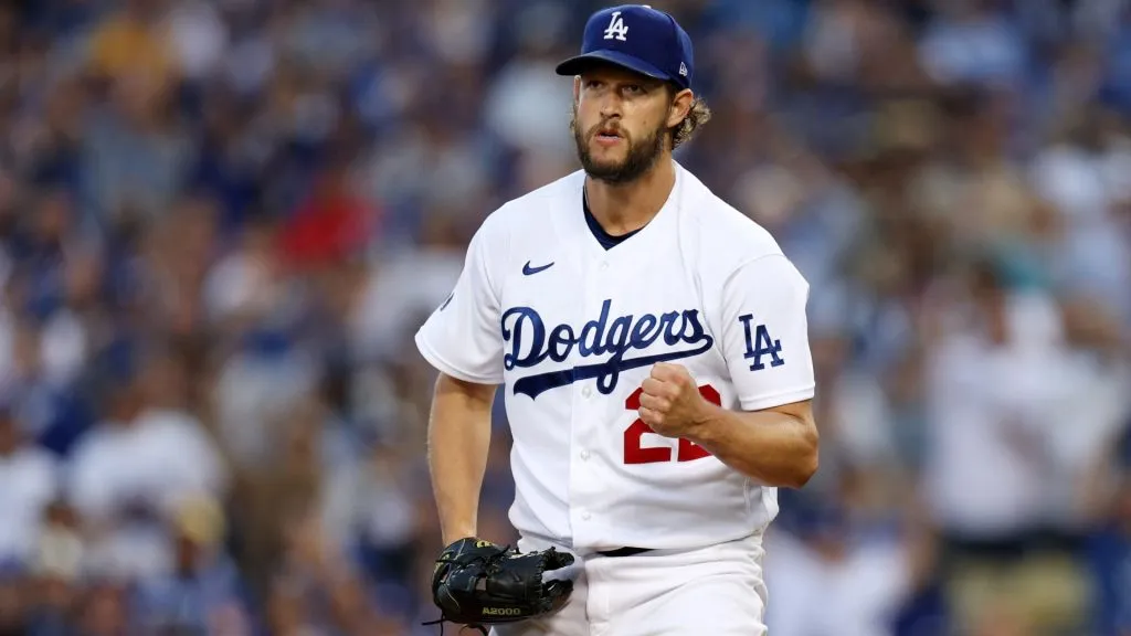 Clayton Kershaw #22 of the Los Angeles Dodgers reacts after striking out Austin Nola #26 of the San Diego Padres to end of the top of the second inning in 2022. (Source: Harry How/Getty Images)