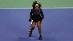 Serena Williams celebrates in her match against Ajla Tomlijanovic of Australia during their Women's Singles Third Round match on Day Five of the 2022 US Open.