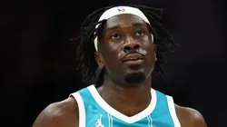 Mark Williams #5 of the Charlotte Hornets runs the court during the first half of the game against the Philadelphia 76ers.