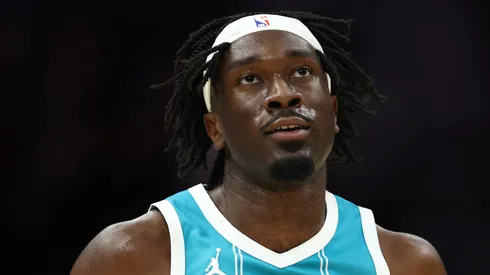 Mark Williams #5 of the Charlotte Hornets runs the court during the first half of the game against the Philadelphia 76ers.